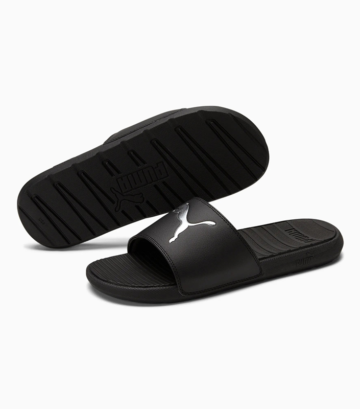 Puma Cool Cat Sport Men's Slides Black/Silver Logo | Mysportskit NG
